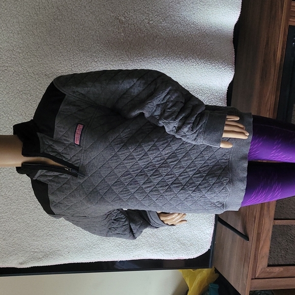 Vineyard Vines Quilted Shep Shirt Pullover 3/4 Zip Gray and Black Size S Vineyar - Picture 5 of 16